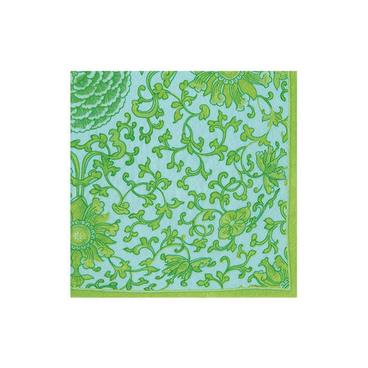 Caspari - Cocktail Napkin - Indigo Garden - Jade Turquoise - Findlay Rowe Designs