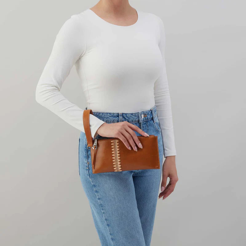Vida Wristlet - Polished Leather - Truffle With Stitching - Findlay Rowe Designs