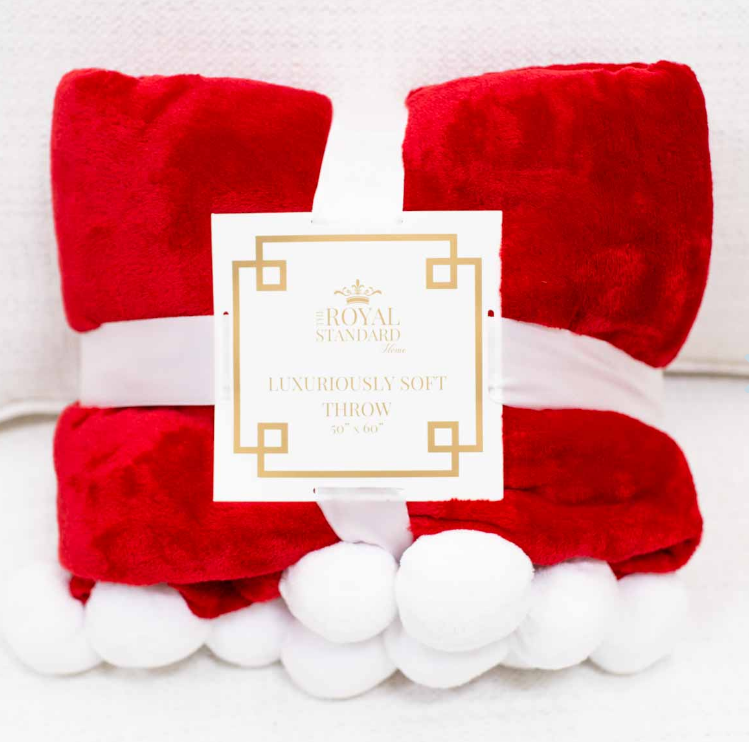 Pom Pom Throw - Red/White - Findlay Rowe Designs