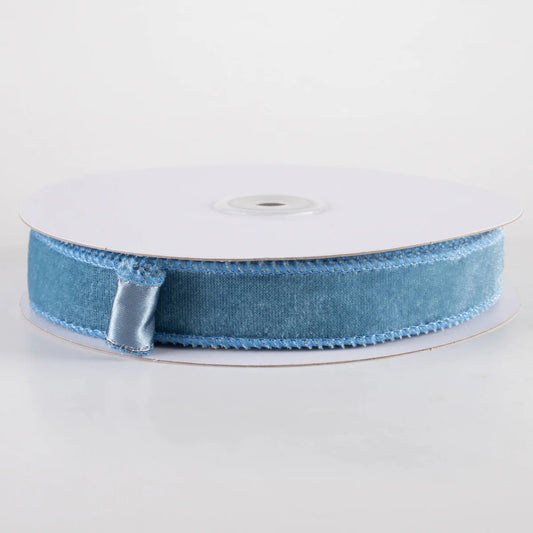 A&B Floral - Ribbon - 7/8in Velvet - Smoke Blue