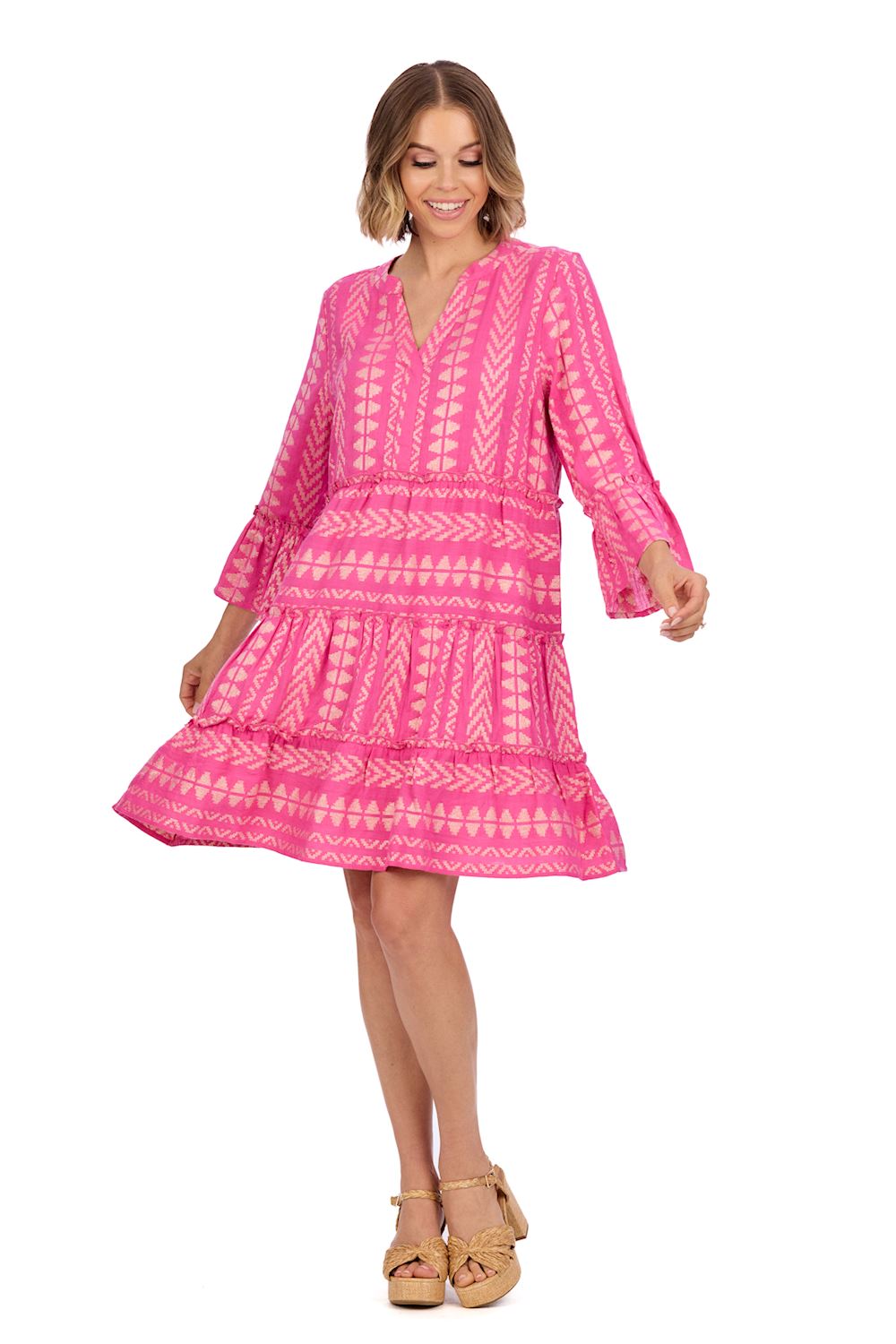 Mud Pie - Dress - Pink Jacquard - Findlay Rowe Designs