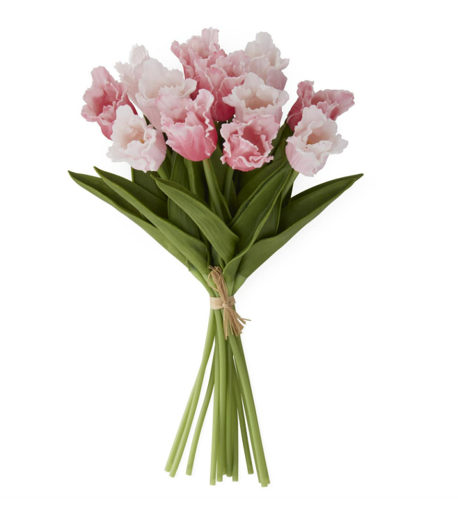 Parrot Tulip Bouquet - Pink Rose Real Touch - 13in - Findlay Rowe Designs