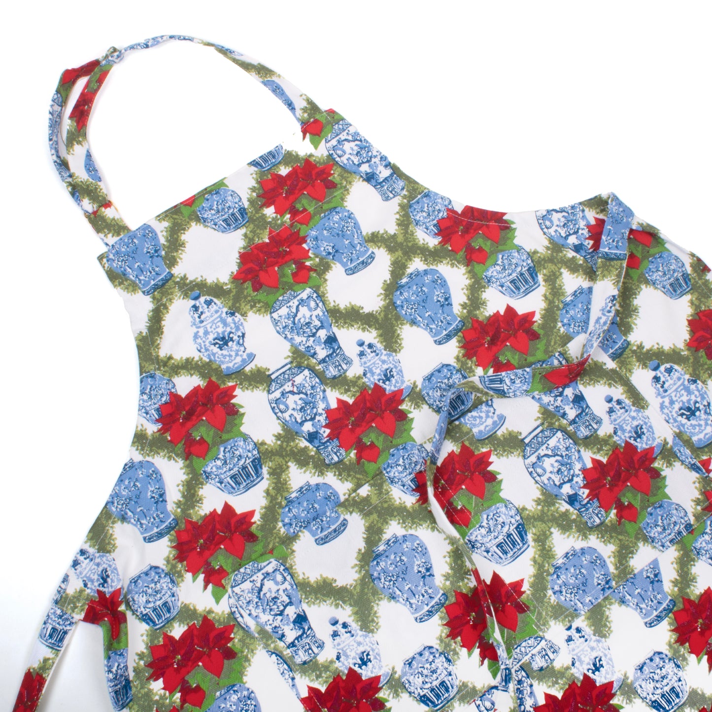 Adjustable Apron - Poinsettia Ginger Jar