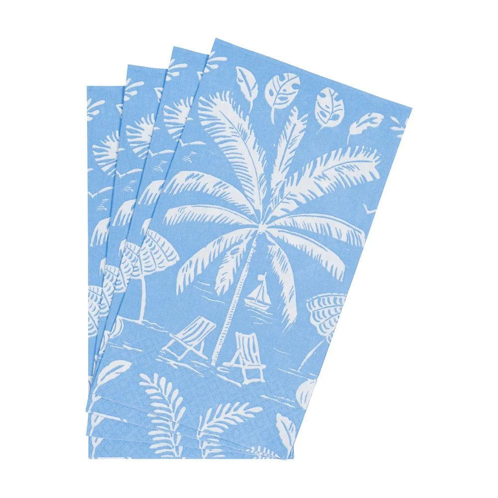 Caspari - Guest Towel Napkins - Palms And Parasols Ocean - Findlay Rowe Designs