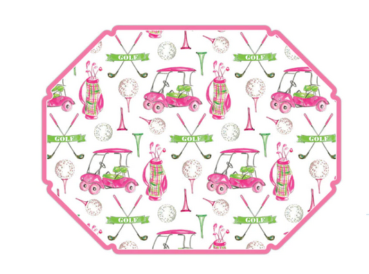 Placemat - Golf Balls and Golf Cart Pattern - Pink Posh - Findlay Rowe Designs