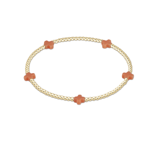 Enewton - EGirl Signature Cross Gold Small 2mm Bracelet - Coral - Findlay Rowe Designs