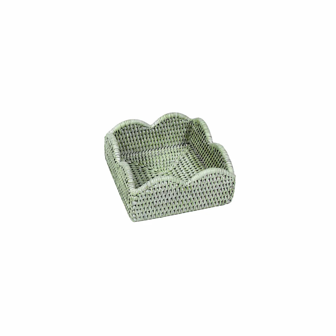 Caspari - Napkin Holders - Cocktail - Rattan Scalloped - Green - Findlay Rowe Designs