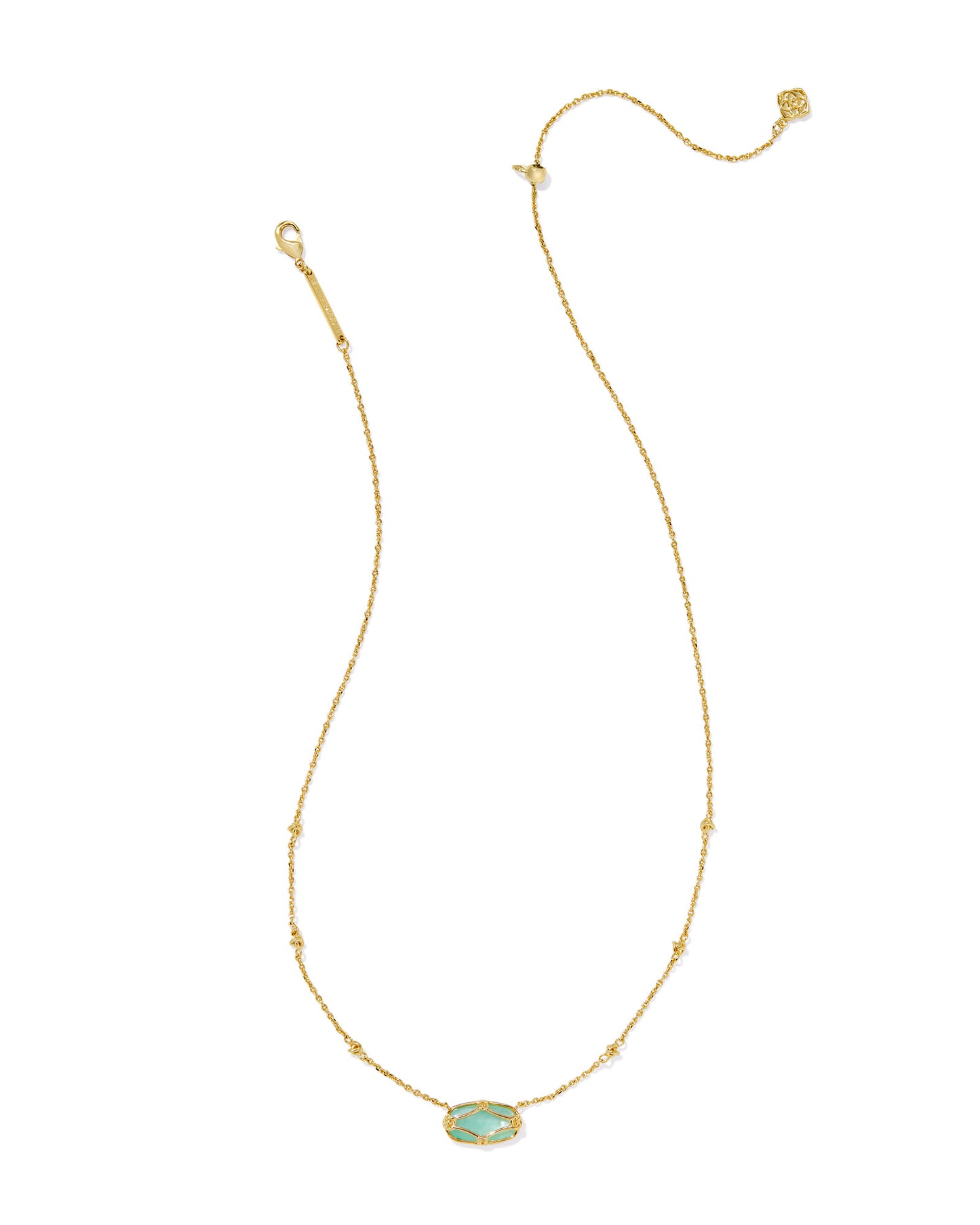 Kendra Scott - Necklace - Elisa Lattice Frame Gold Short Pendant - Blush  Gold Light Green Mother of Pearl - Findlay Rowe Designs