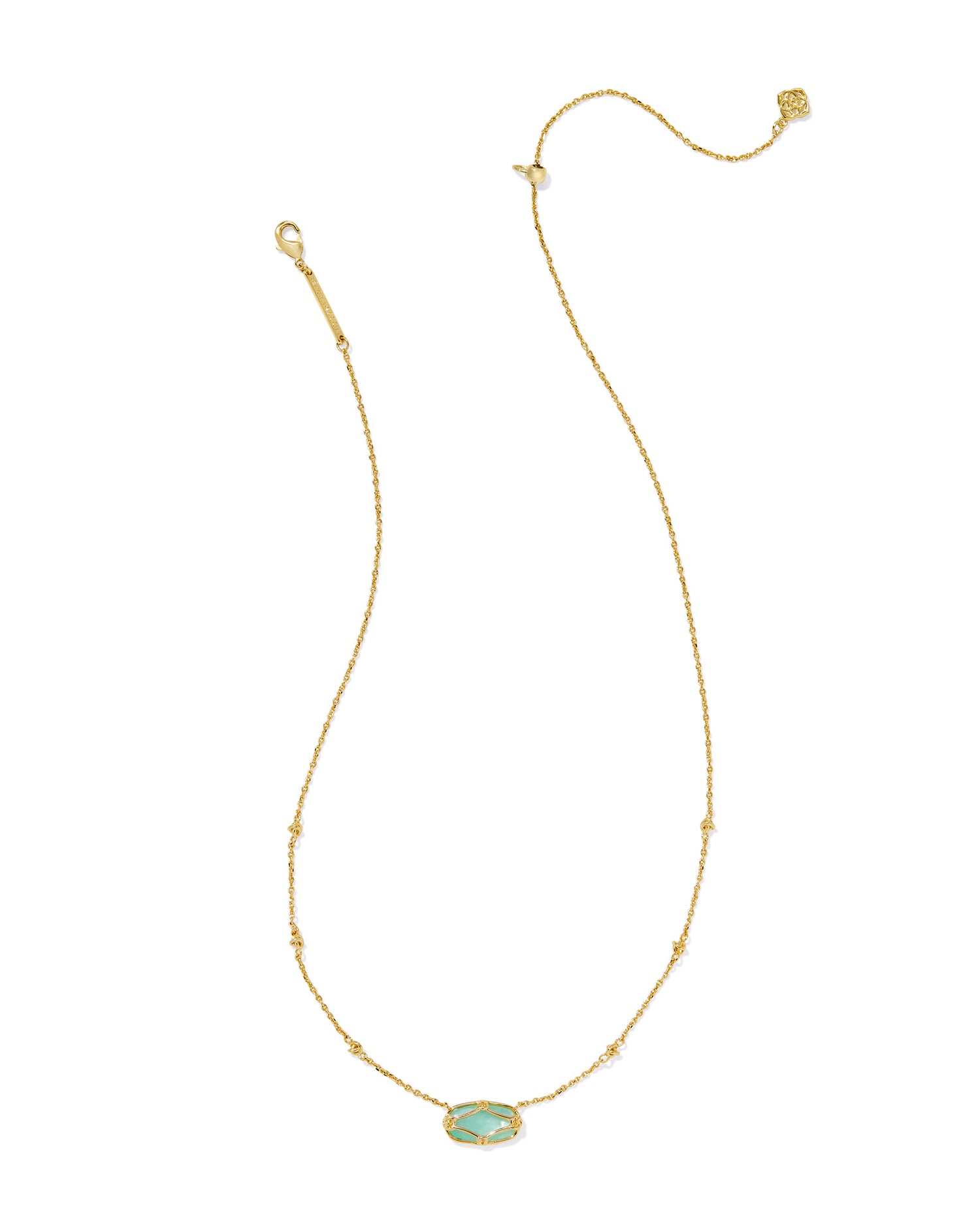 Kendra Scott - Necklace - Elisa Lattice Frame Gold Short Pendant - Blush  Gold Light Green Mother of Pearl - Findlay Rowe Designs