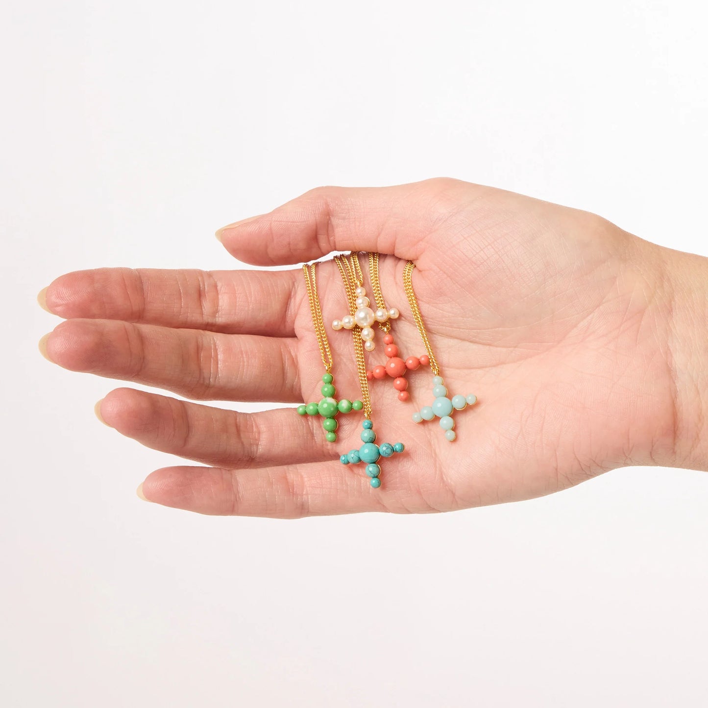 Julie Vos - Necklace - Gumdrop Cross Delicate - Powder Blue - Findlay Rowe Designs