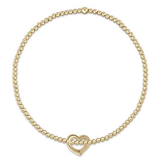 enewton -egirl (5.5") Classic Gold 2mm Bead Bracelet - Love Small Gold Charm