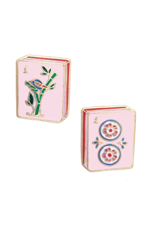 Earrings - Mahjong Tile Stud - Light Pink - Findlay Rowe Designs
