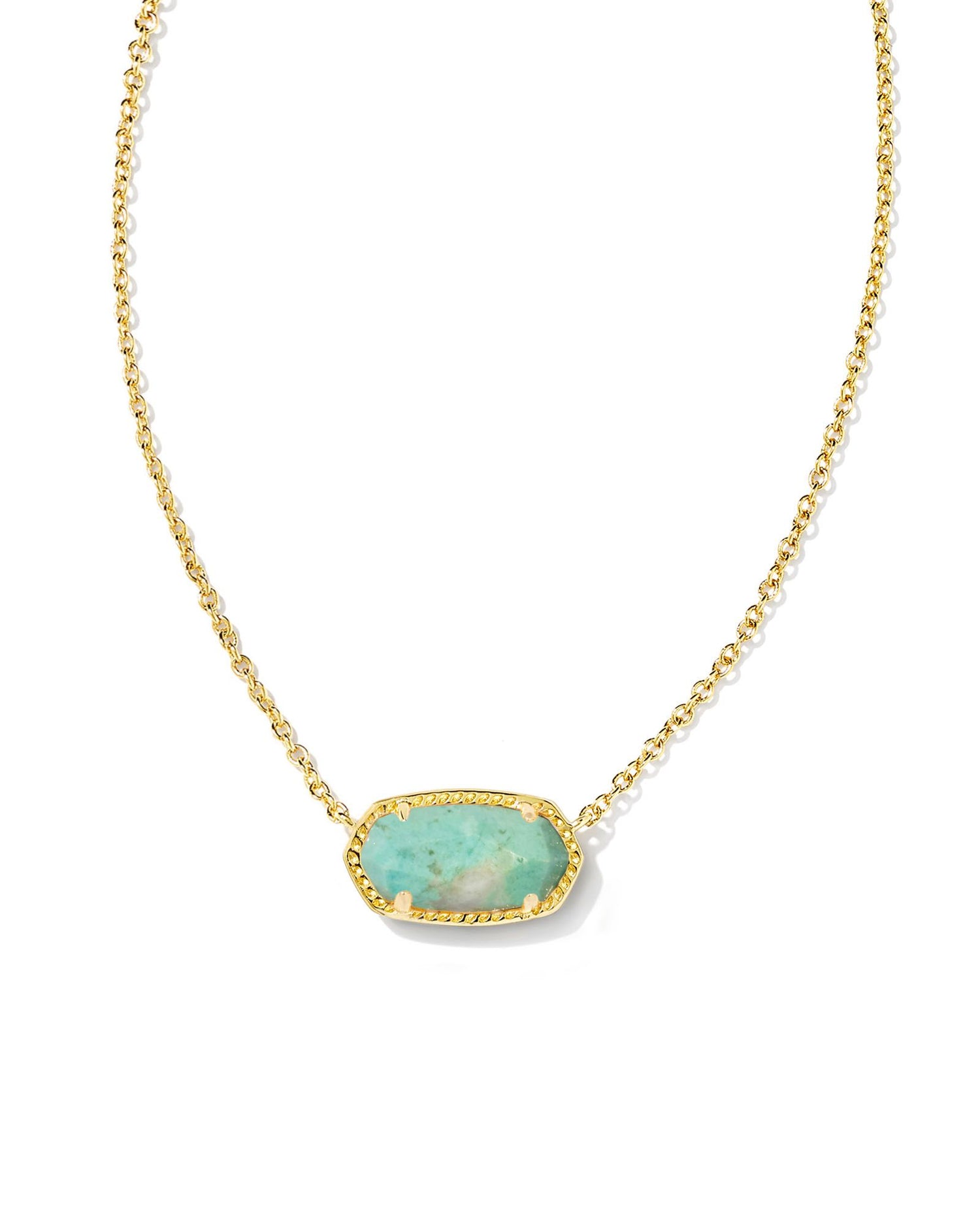 Kendra Scott - Elisa Short Pendant Necklace - Gold Sea Green Chrysocolla - Findlay Rowe Designs