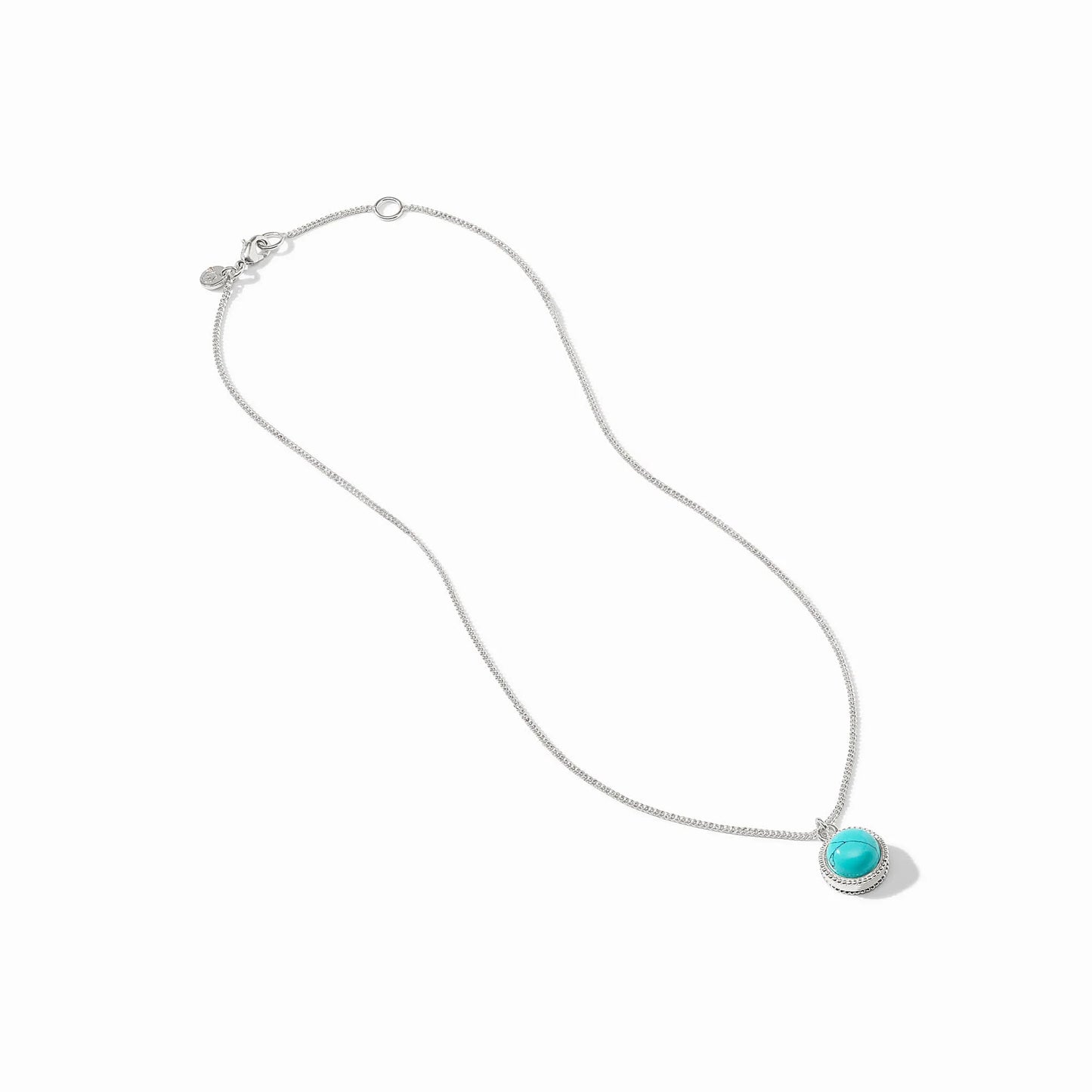Julie Vos - Necklace - Fleur-de-Lis Solitaire - Chalcedony Blue - Silver