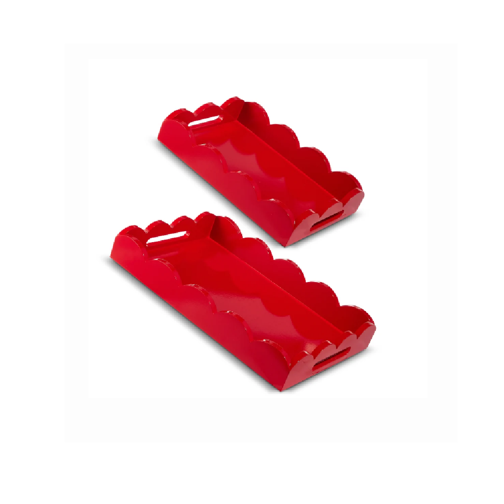 Raz Imports - Scalloped Tray - Red - Findlay Rowe Designs