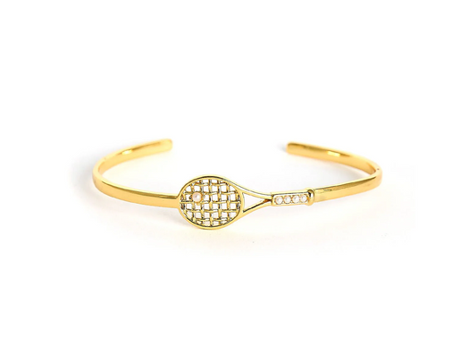 Lisi Lerch - Bracelet - Tennis Racket Cuff - Gold Pearl