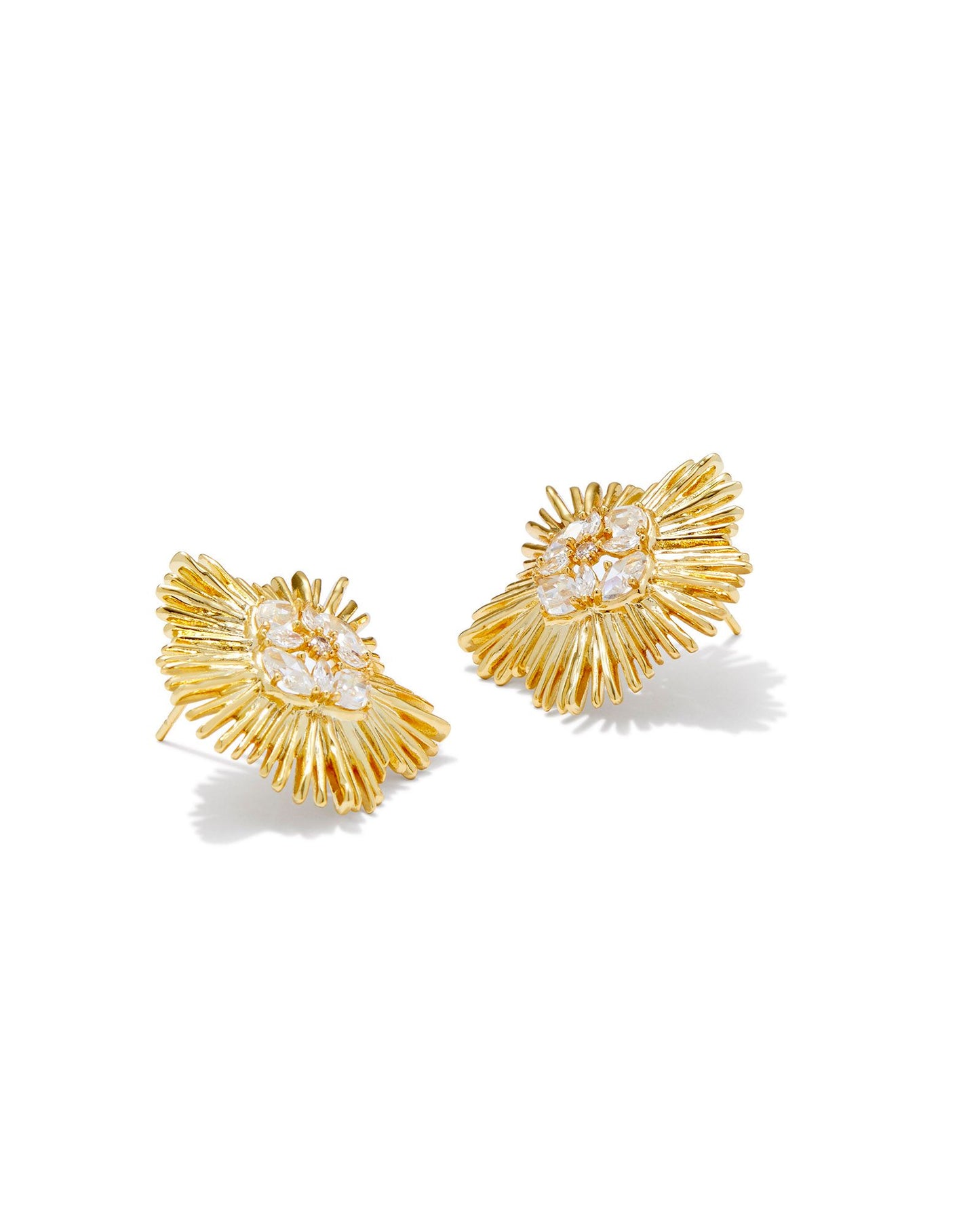 Kendra Scott - Dira Crystal Statement Stud Earrings Gold White Crystaltt - - Findlay Rowe Designs