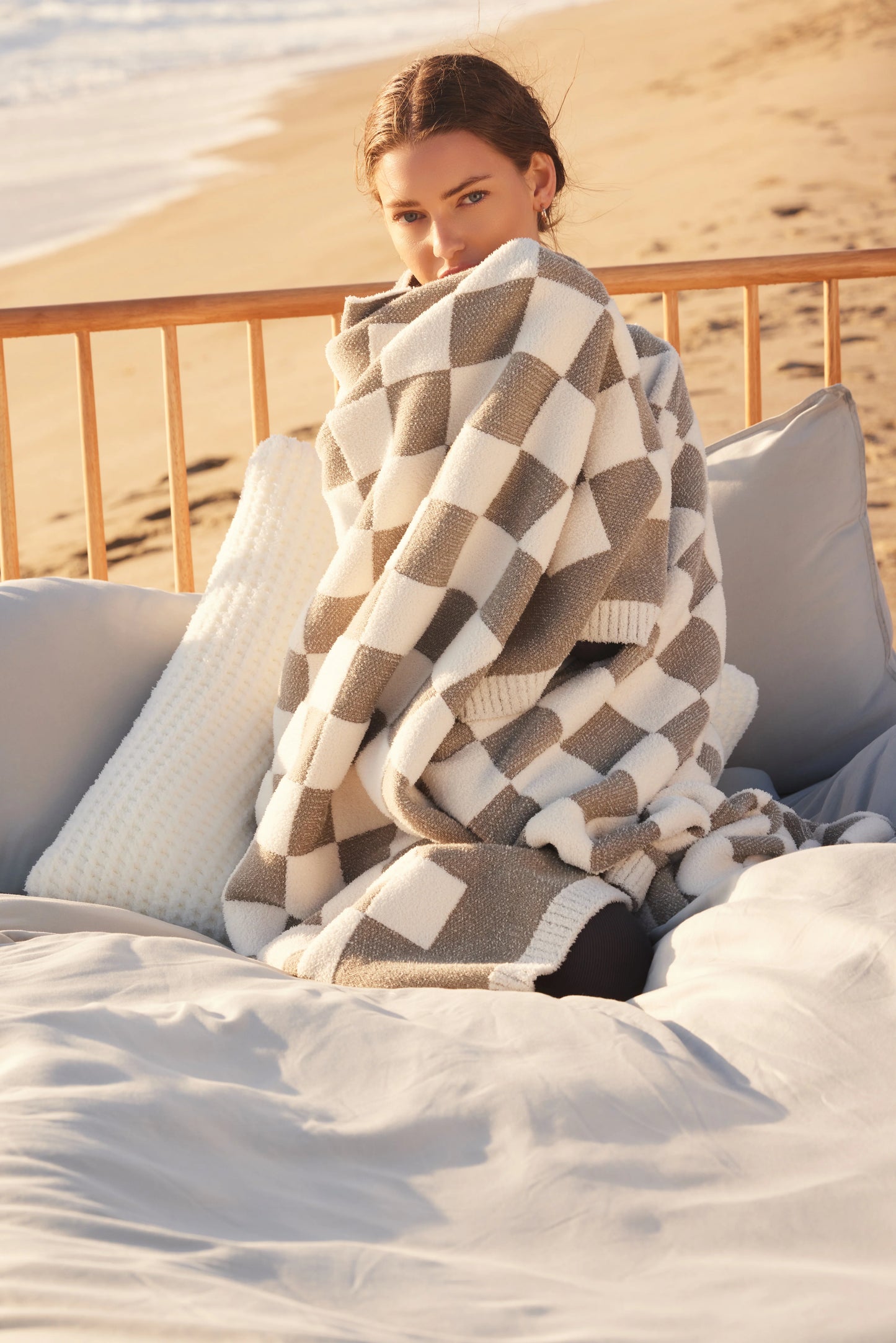 Barefoot Dreams - CozyChic Checkered Throw - Fauna Cream - Findlay Rowe Designs