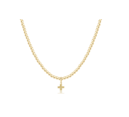 Enewton - Choker Classic Gold 3mm Bead - Signature Cross Gold Charm - 17in