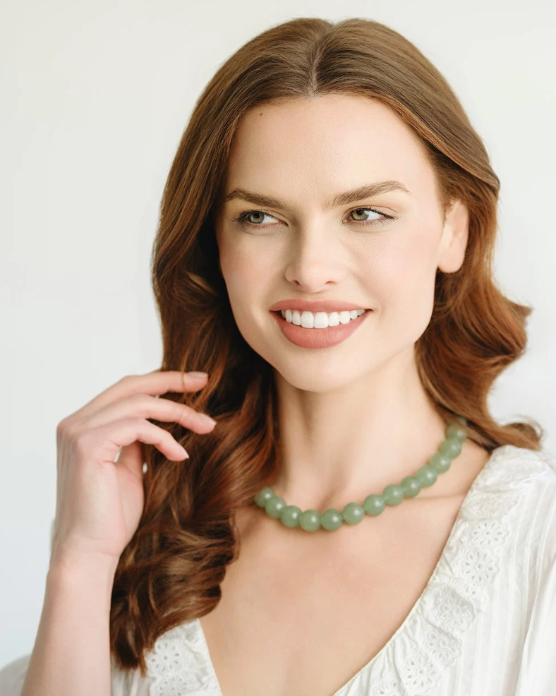 Susan Shaw - Necklace - 14mm Green Jade