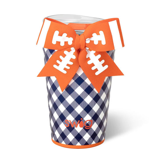 Swig - Party Cup 24oz - Gameday Gingham - Navy Orange - Findlay Rowe Designs