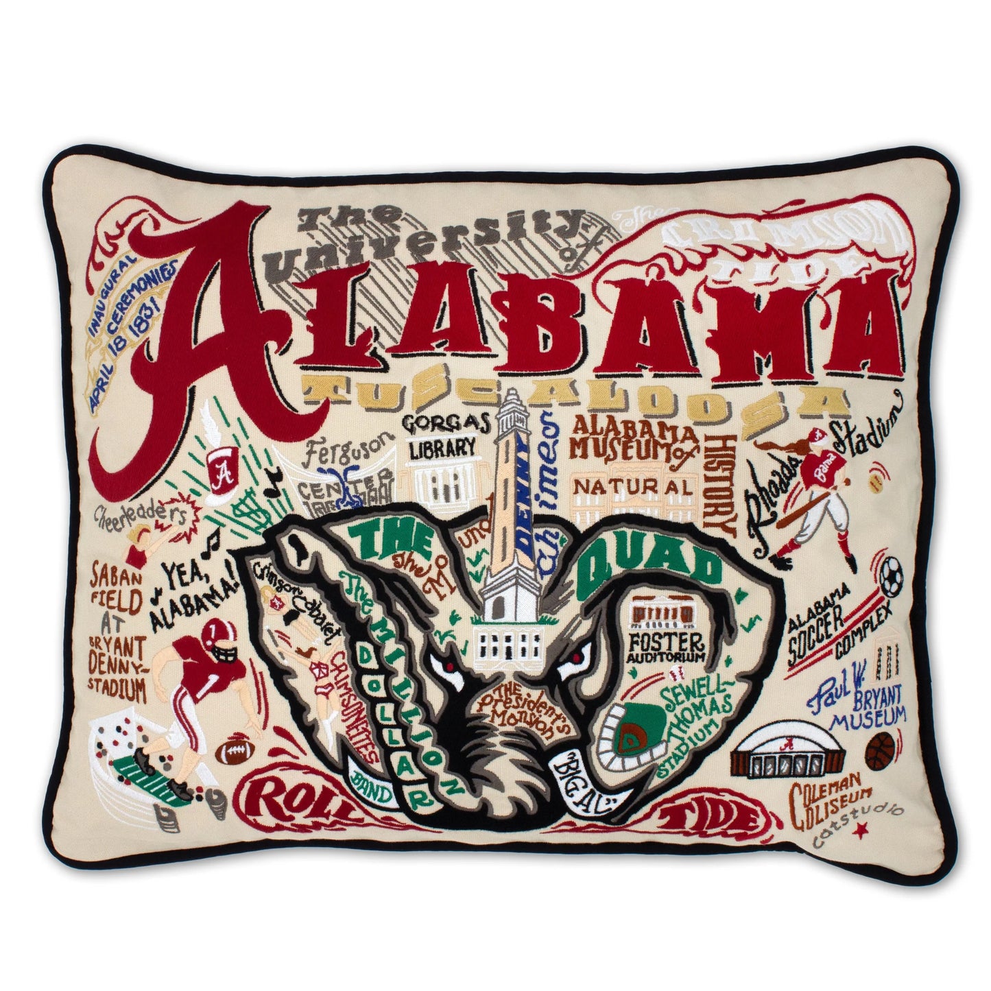 Catstudio - Collegiate Embroidered Pillow - Alabama, University of - Findlay Rowe Designs