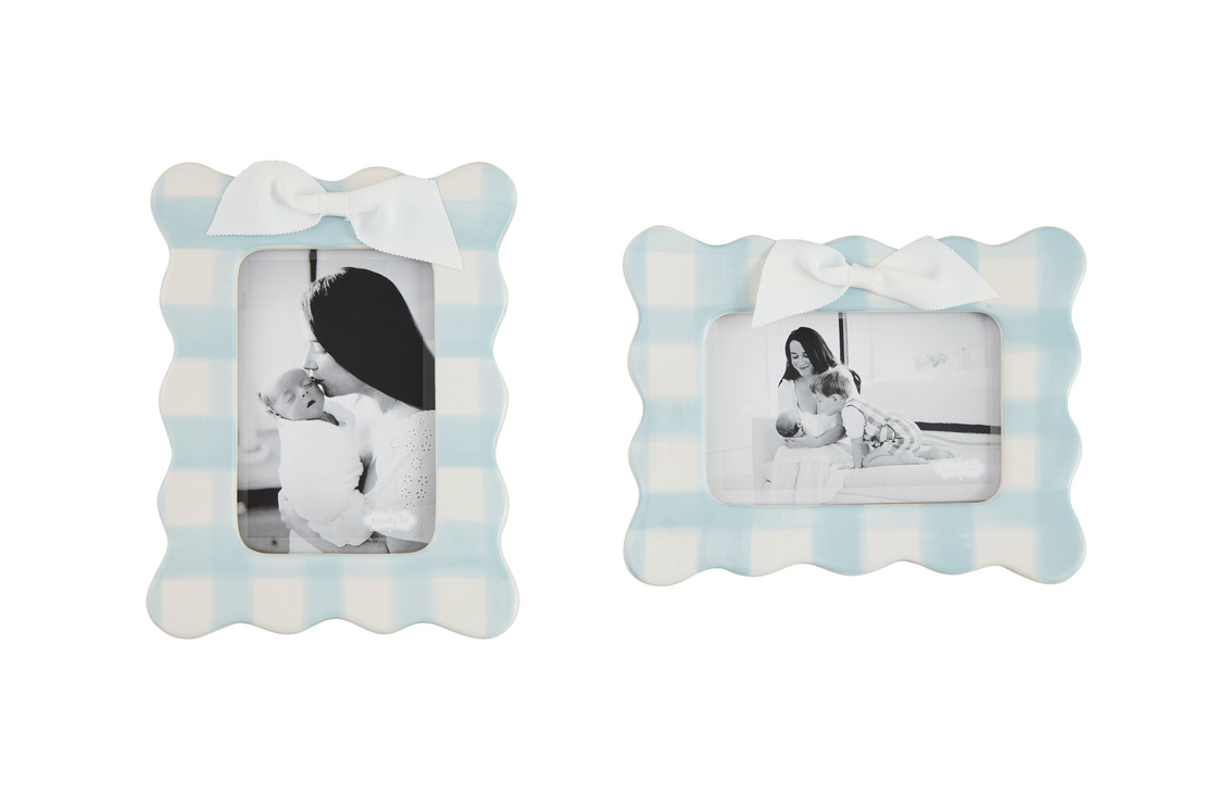 Mud Pie - Frame 4x6 Blue Scalloped Bow - Findlay Rowe Designs