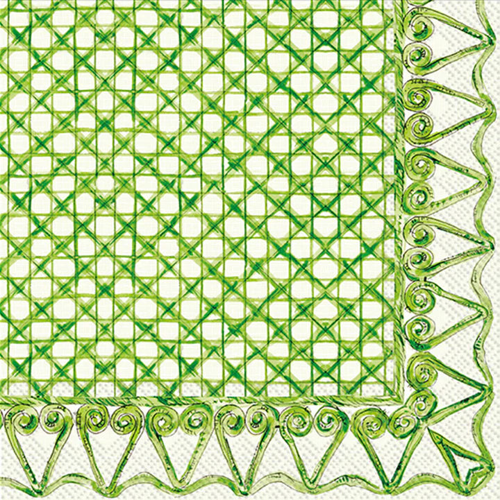 Napkin - Cocktail - Botanical Cane - Green - Findlay Rowe Designs