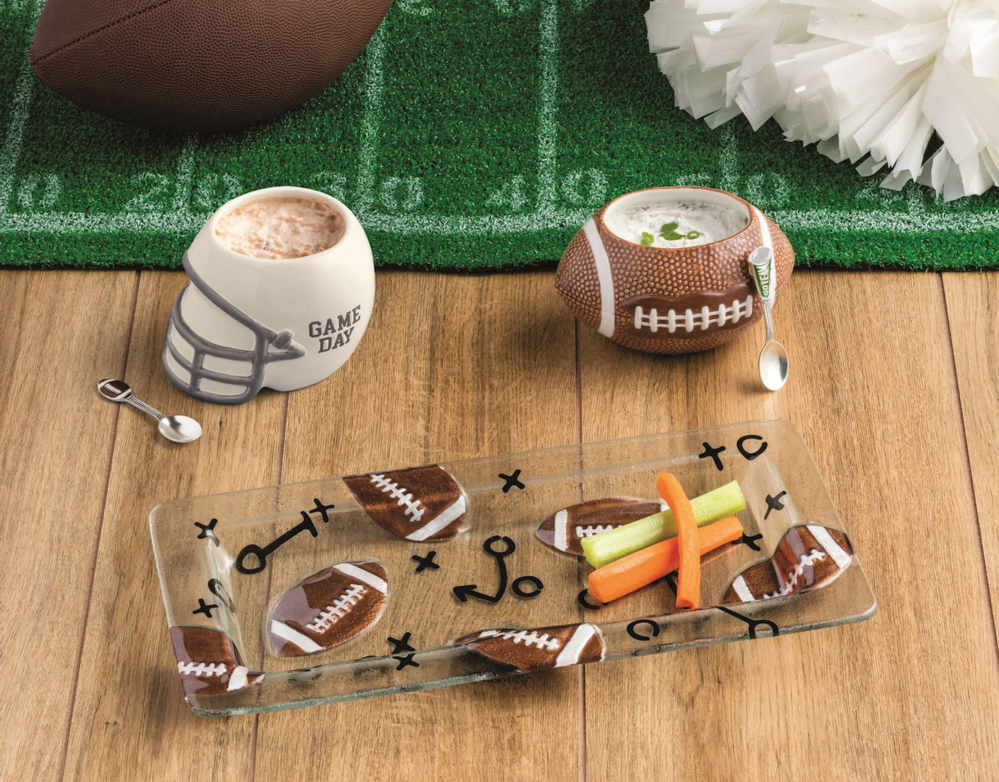 Mud Pie - Glass Tray - Football