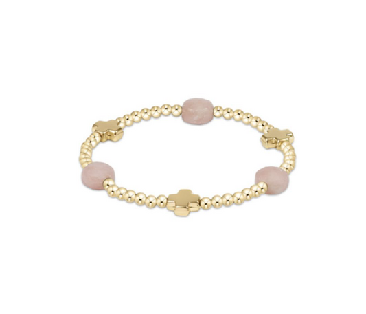 Enewton - Signature Cross Admire Gold Pattern 3mm Bead Bracelet - Pink Opal