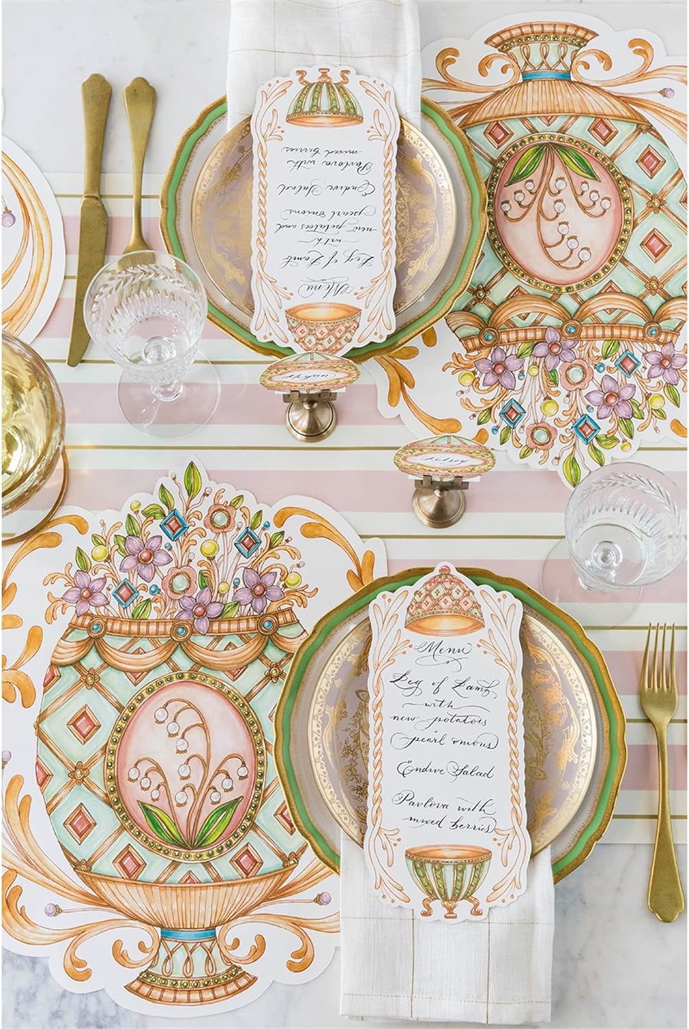 Hester & Cook - Table Runner - Pink Gold Striped - Findlay Rowe Designs