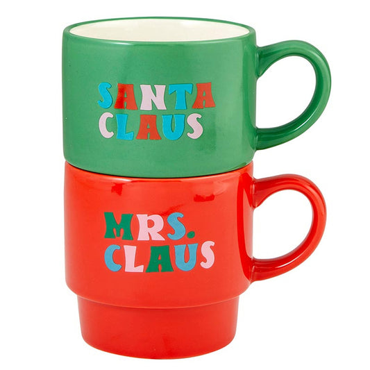 Coffee Mug - Stacking Mug Set - Mrs and Santa Claus - Findlay Rowe Designs