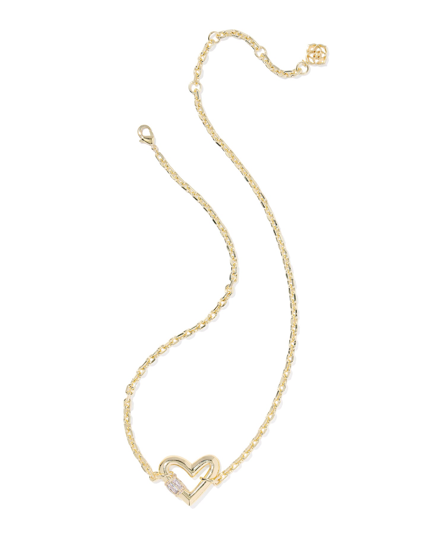 Kendra Scott - Necklace - Emery Heart Short Pendant -  Gold White Cz