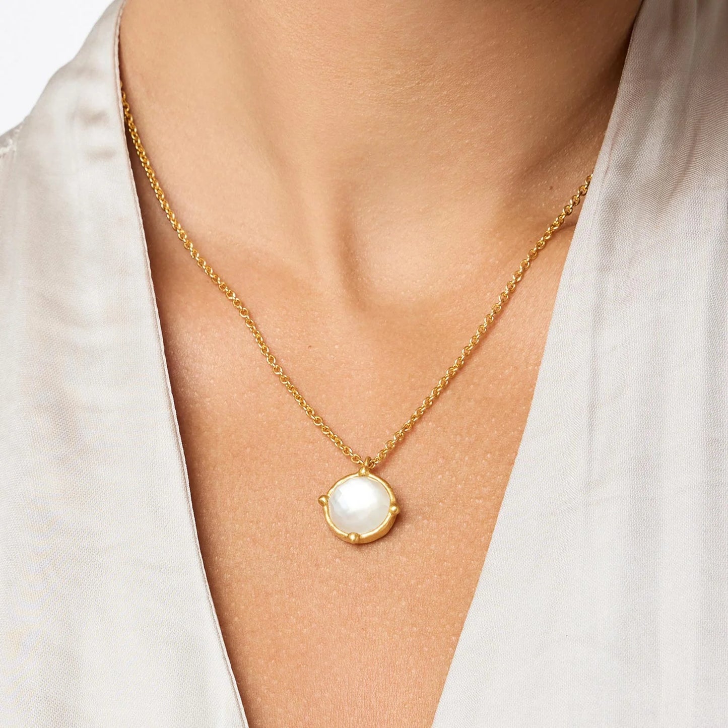 Julie Vos - Necklace - Honeybee Solitaire - Iridescent Champagne - Findlay Rowe Designs