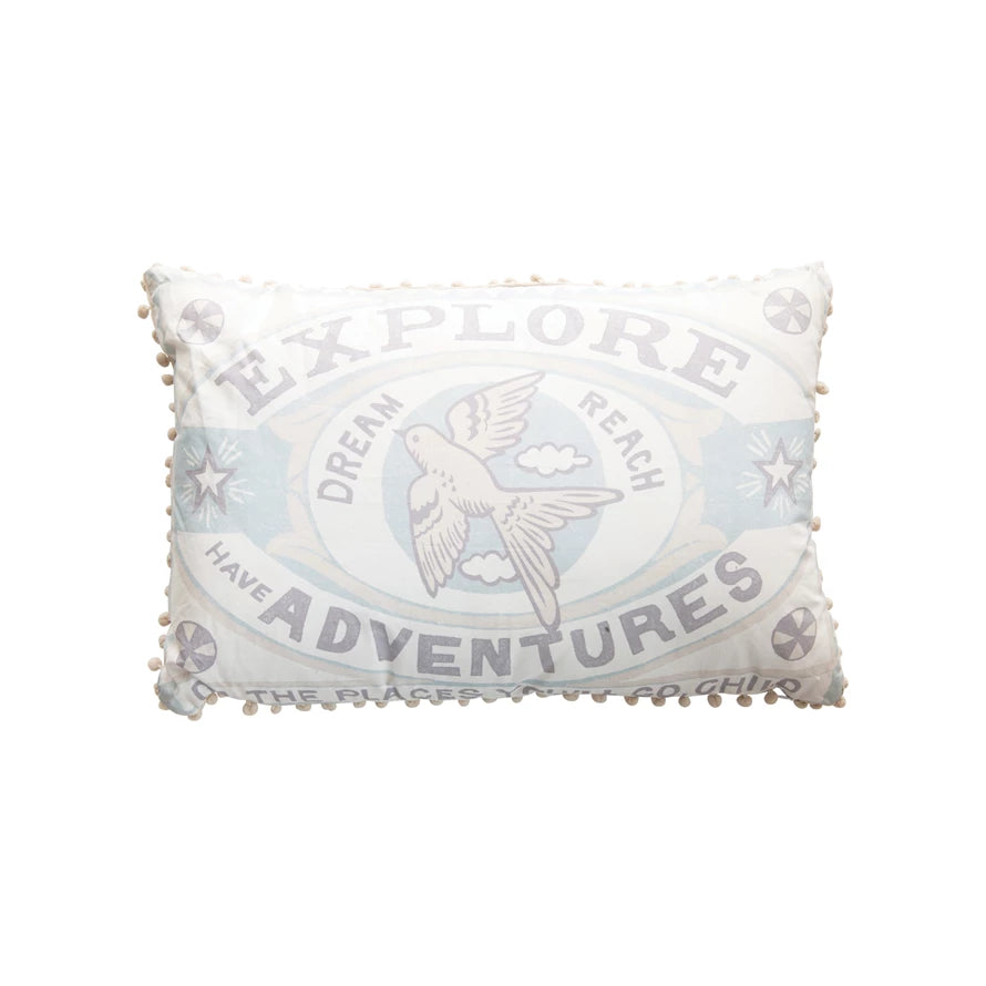 Pillow - Lumbar - Explore Adventures Pom Poms