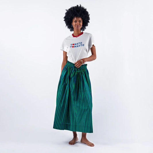 Ink & Alloy - Bottom - Keaton Stripe Skirt - Navy Kelly Green - Findlay Rowe Designs