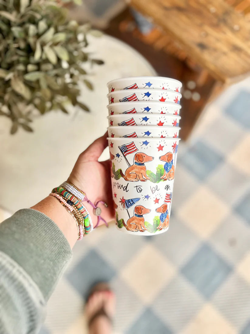 Happy by Rachel - Reusable Party Cups - Patriotic American Dogs - Findlay Rowe Designs