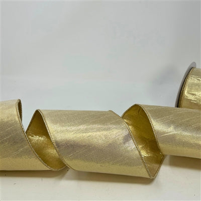 Decor Ribbon - 4in Brilliant Metallic Gold - Double Sided