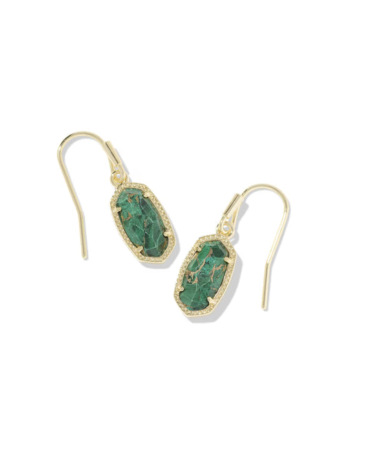 Kendra Scott - Earring - Lee Drop - Gold Bronze Veined Green Malachite - Findlay Rowe Designs