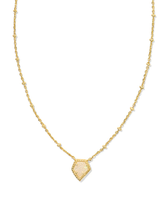 Kendra Scott - Framed Gold Tess Satellite Short Pendant Necklace in Iridescent Drusy