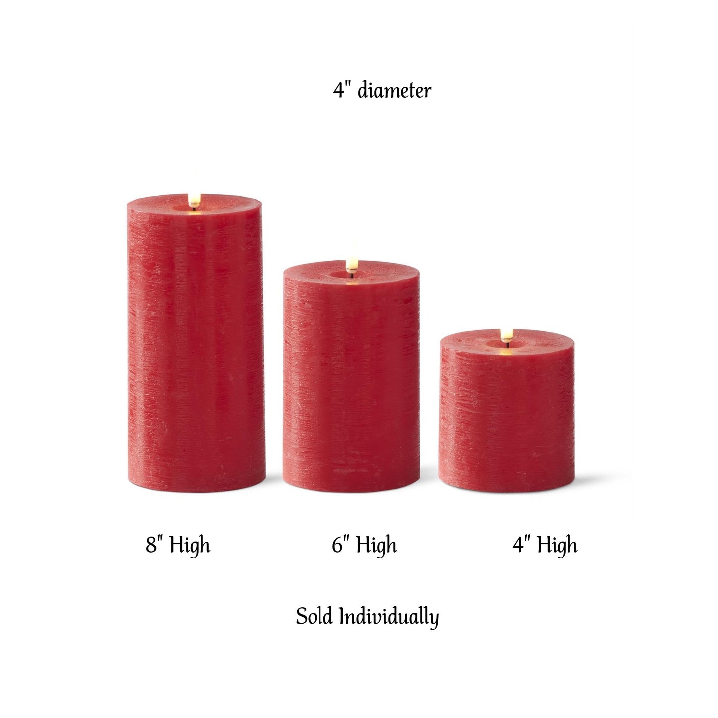 Candle - Flameless - Red Pillar - 4" - Findlay Rowe Designs