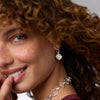 Julie Vos - Earrings - Honeybee Hoop & Charm - Chalcedony Blue - Silver