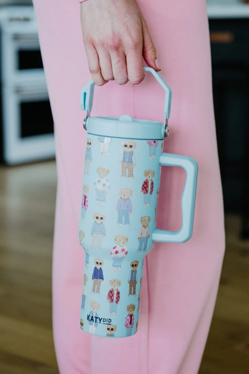 KatyDid - Teddy Bears Tumbler - 38oz - Blue - Findlay Rowe Designs