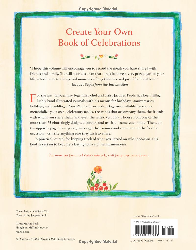 Menus: A Book for Your Meals and Memories - Findlay Rowe Designs