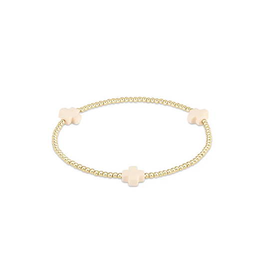 Enewton - EGirl Signature Cross Gold Small 2mm Bracelet - Off White
