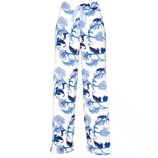 Pajama Pants - Blu Acanthus Leaf