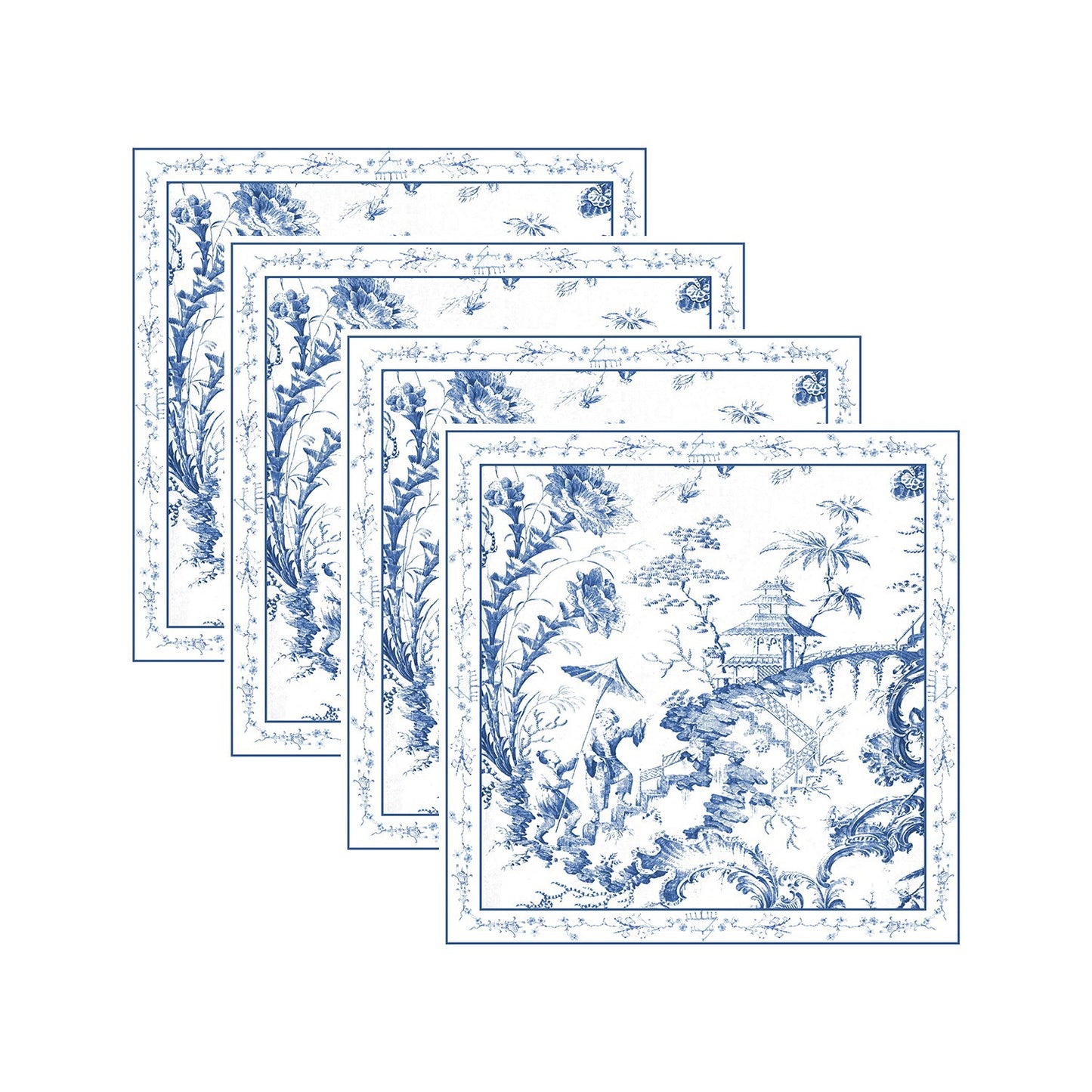 Beatriz Ball - Napkins - Chinoiserie 20 x 20 - Blue and White Set 4 - Findlay Rowe Designs