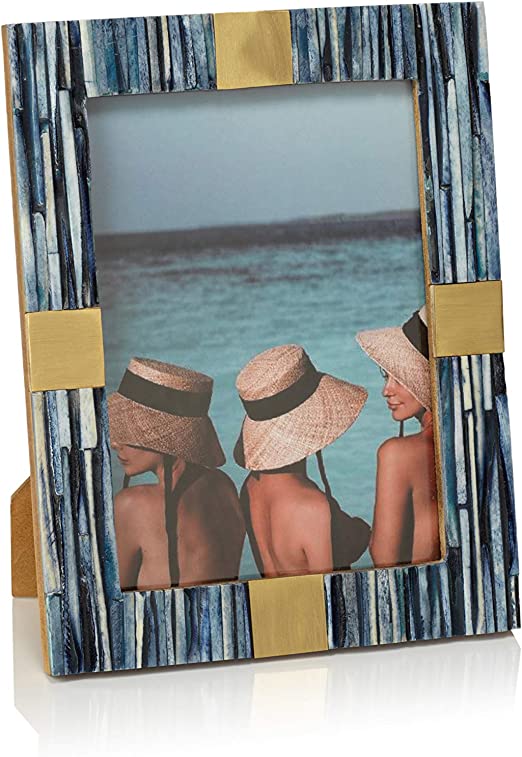 Zodax - Frame - 5x7 - Bone Frame with Brass - Palermo Blue - Findlay Rowe Designs