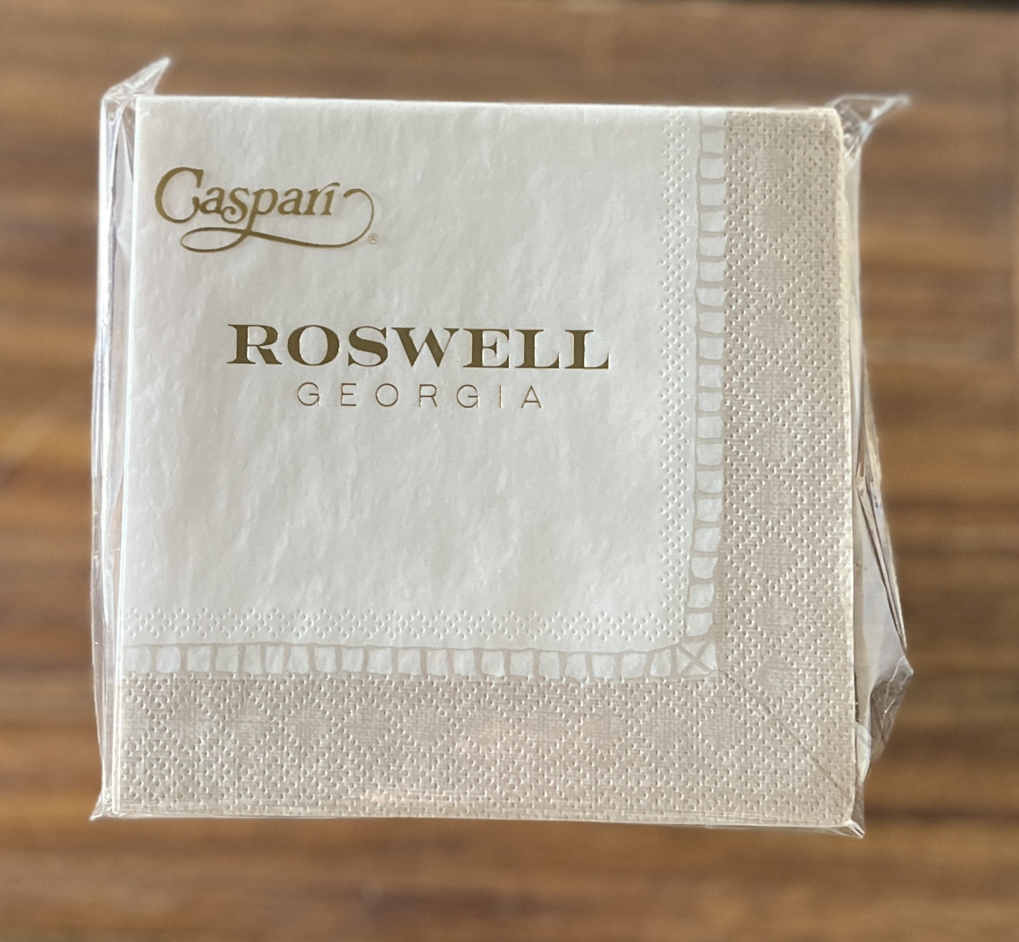 Caspari - Cocktail Napkins - Linen Border Paper Natural - Roswell GA - Findlay Rowe Designs