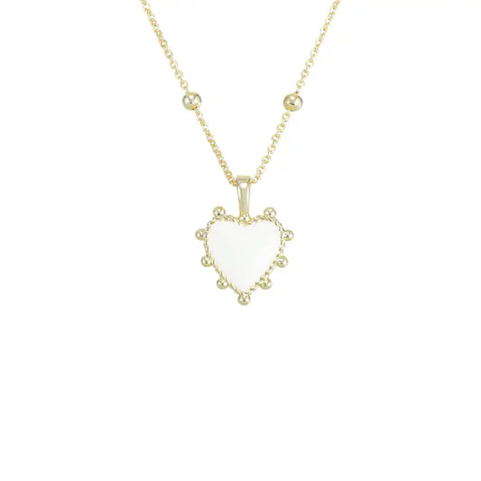 Natalie Wood - Necklace - Adorned Heart - White Enamel - Findlay Rowe Designs